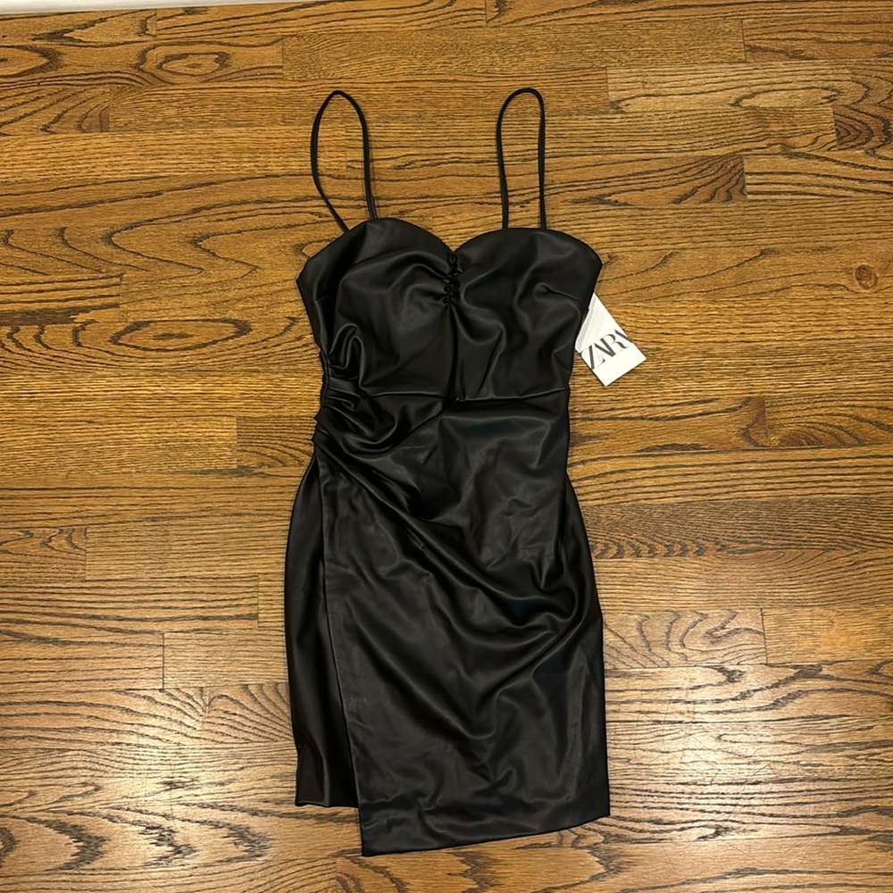 Zara leather fold over cinched dress
